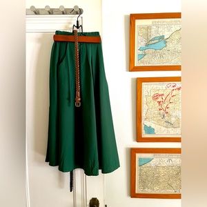 ModCloth Emerald midi skirt with belt, size XL